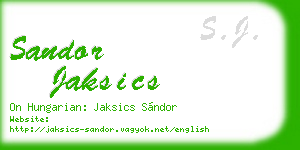 sandor jaksics business card